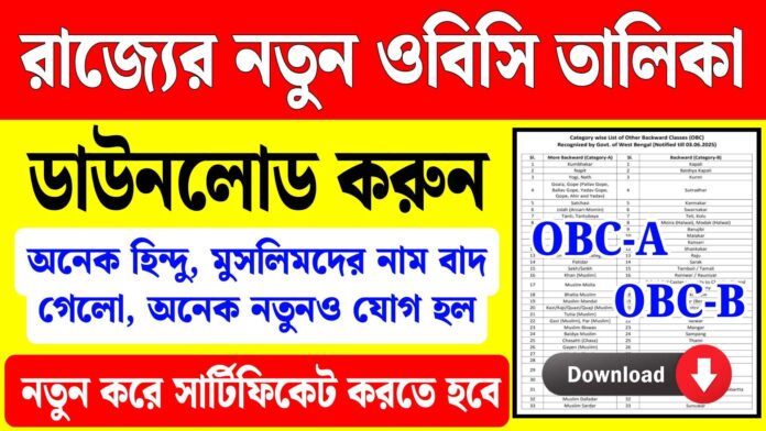 New Obc List Of West Bengal 2025