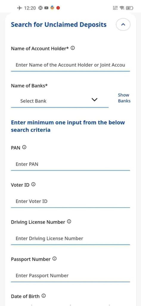unclaimed deposits portal